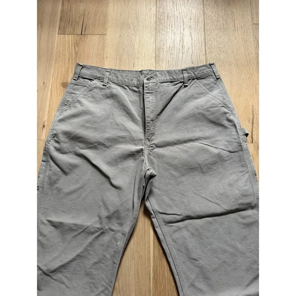 Carhartt Men's 42x30 B11-DES Carpenter Cargo Pants Duck Canvas Gray Tan Cotton